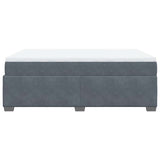 Box Spring Bed with Mattress Dark Gray Queen Velvet