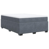 Box Spring Bed with Mattress Dark Gray Queen Velvet