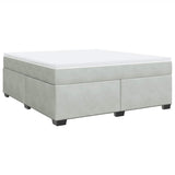 Box Spring Bed with Mattress Light Gray California King Velvet