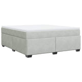 Box Spring Bed with Mattress Light Gray California King Velvet