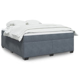 Box Spring Bed with Mattress Dark Gray California King Velvet