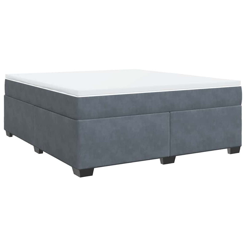 Box Spring Bed with Mattress Dark Gray California King Velvet