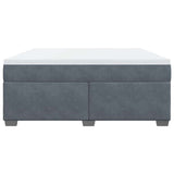 Box Spring Bed with Mattress Dark Gray California King Velvet