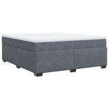 Box Spring Bed with Mattress Dark Gray California King Velvet