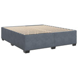 Box Spring Bed with Mattress Dark Gray California King Velvet