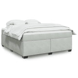 Box Spring Bed with Mattress Light Gray King Velvet