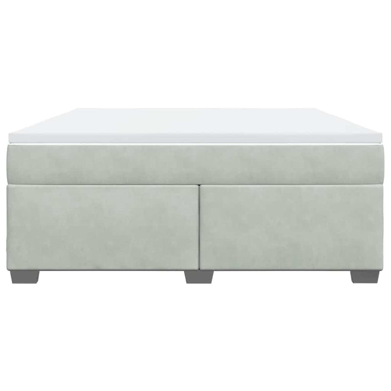 Box Spring Bed with Mattress Light Gray King Velvet