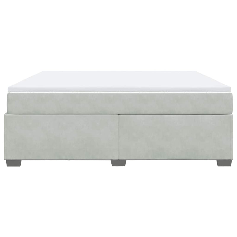 Box Spring Bed with Mattress Light Gray King Velvet