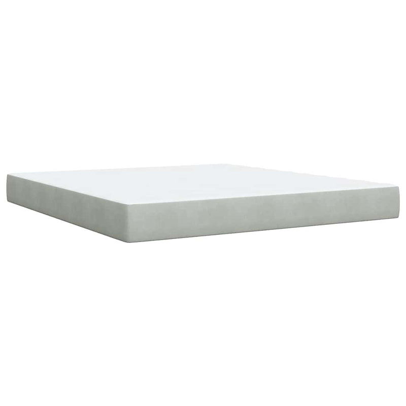 Box Spring Bed with Mattress Light Gray King Velvet