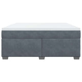 Box Spring Bed with Mattress Dark Gray King Velvet