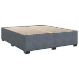 Box Spring Bed with Mattress Dark Gray King Velvet