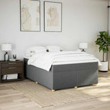 Box Spring Bed with Mattress Dark Gray Full Fabric