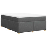 Box Spring Bed with Mattress Dark Gray Full Fabric