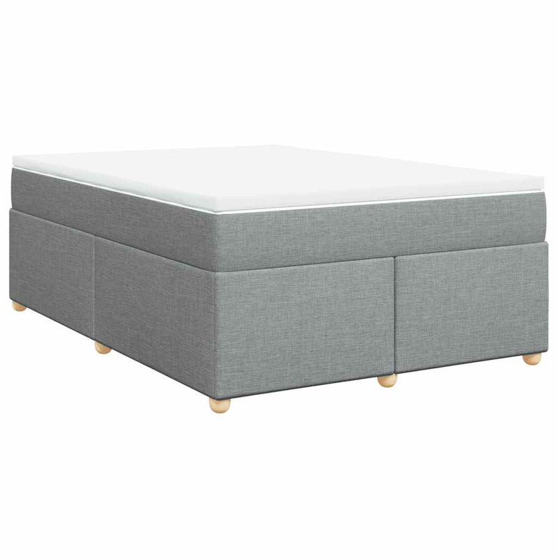 Box Spring Bed with Mattress Light Gray Queen Fabric