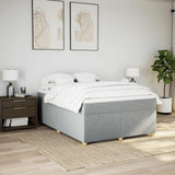 Box Spring Bed with Mattress Light Gray Queen Fabric