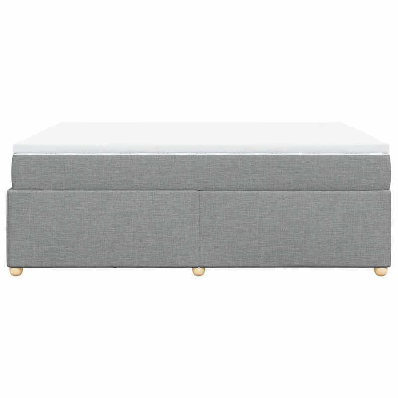 Box Spring Bed with Mattress Light Gray Queen Fabric