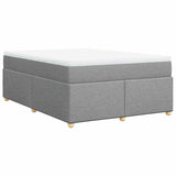 Box Spring Bed with Mattress Light Gray Queen Fabric