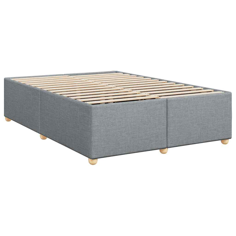 Box Spring Bed with Mattress Light Gray Queen Fabric