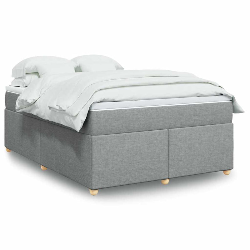 Box Spring Bed with Mattress Light Gray Queen Fabric