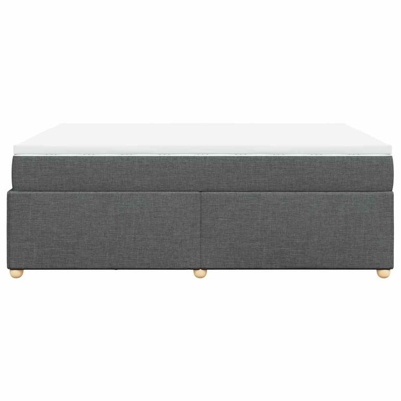 Box Spring Bed with Mattress Dark Gray Queen Fabric