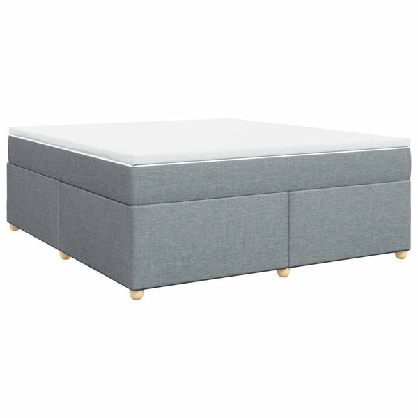 Box Spring Bed with Mattress Light Gray California King Fabric