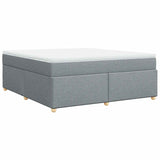 Box Spring Bed with Mattress Light Gray California King Fabric