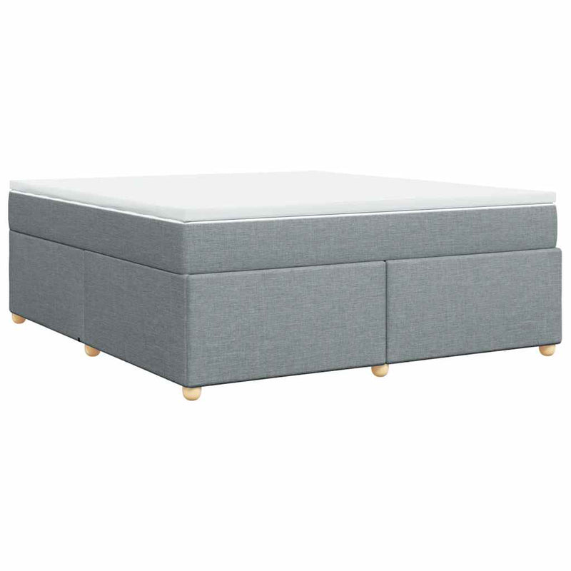 Box Spring Bed with Mattress Light Gray California King Fabric