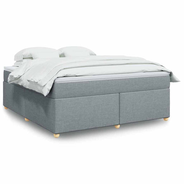 Box Spring Bed with Mattress Light Gray California King Fabric