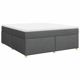 Box Spring Bed with Mattress Dark Gray California King Fabric