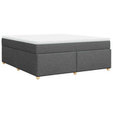 Box Spring Bed with Mattress Dark Gray California King Fabric