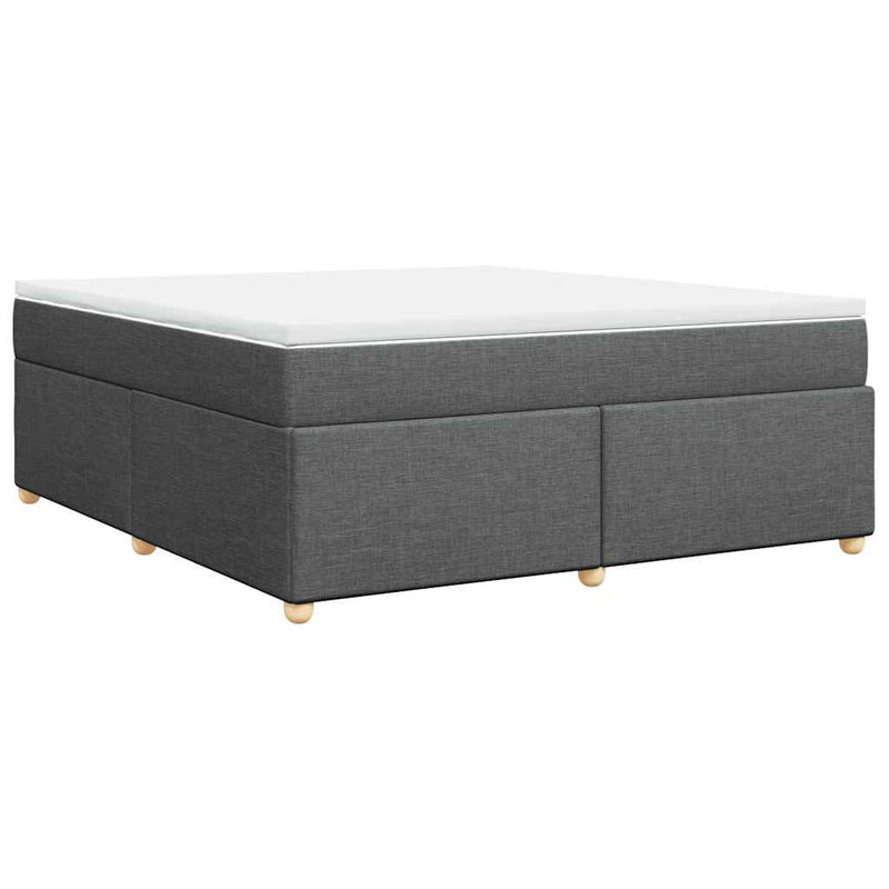 Box Spring Bed with Mattress Dark Gray California King Fabric