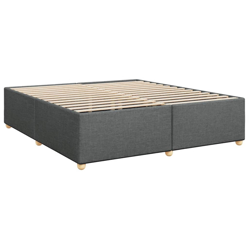 Box Spring Bed with Mattress Dark Gray California King Fabric