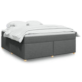 Box Spring Bed with Mattress Dark Gray California King Fabric