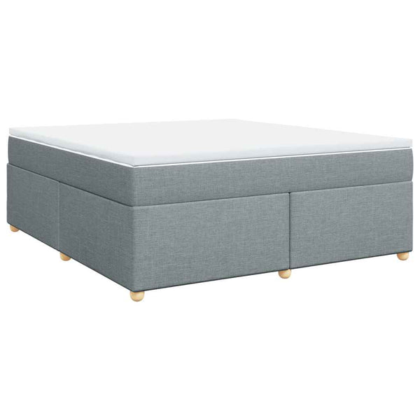 Box Spring Bed with Mattress Light Gray King Fabric