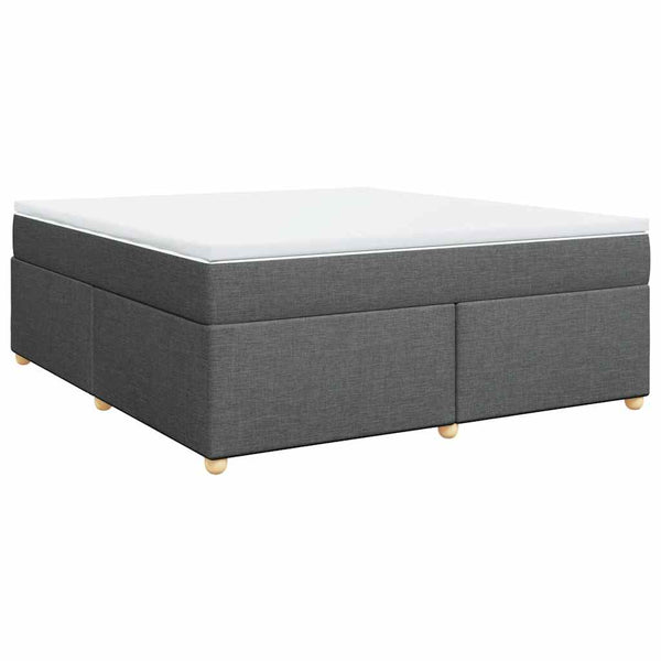 Box Spring Bed with Mattress Dark Gray King Fabric