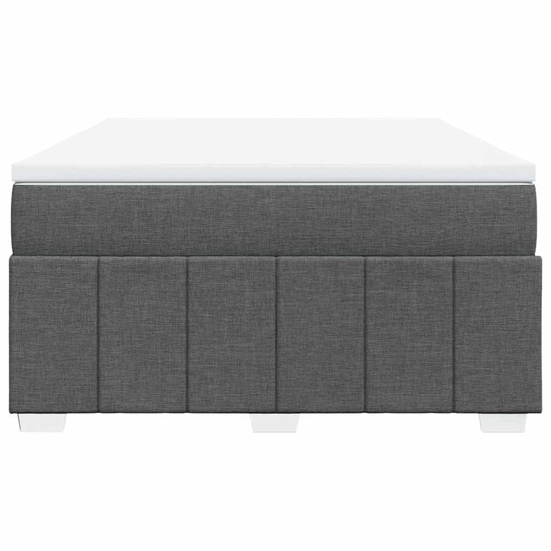 Box Spring Bed with Mattress Dark Gray Full Fabric