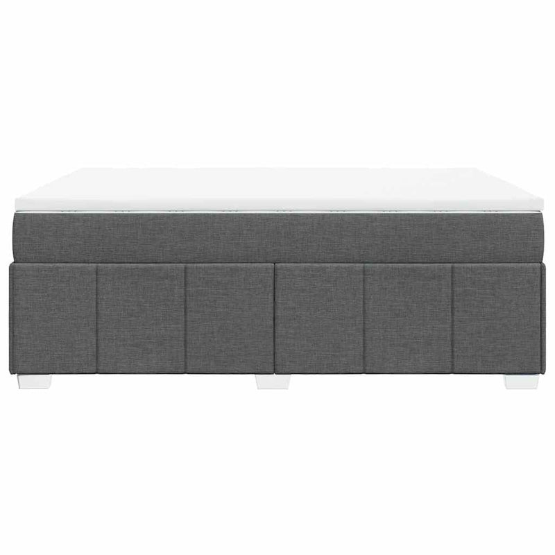 Box Spring Bed with Mattress Dark Gray Full Fabric