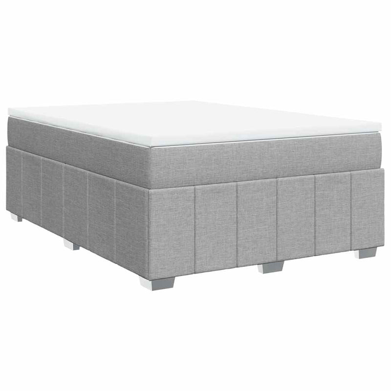 Box Spring Bed with Mattress Light Gray Queen Fabric