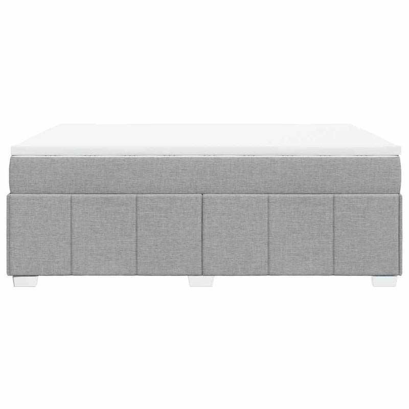 Box Spring Bed with Mattress Light Gray Queen Fabric