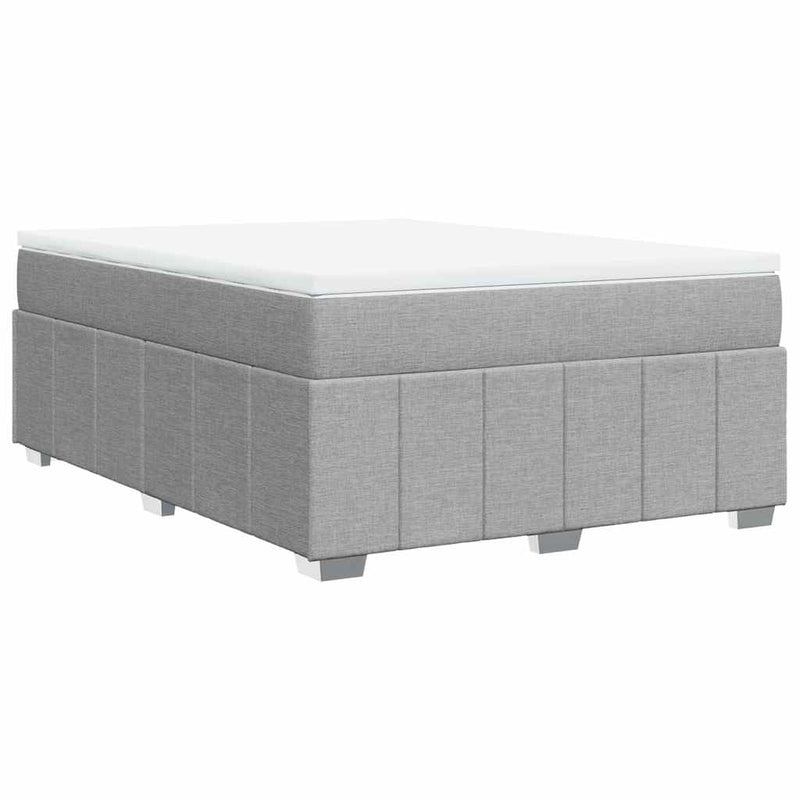 Box Spring Bed with Mattress Light Gray Queen Fabric