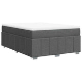 Box Spring Bed with Mattress Dark Gray Queen Fabric