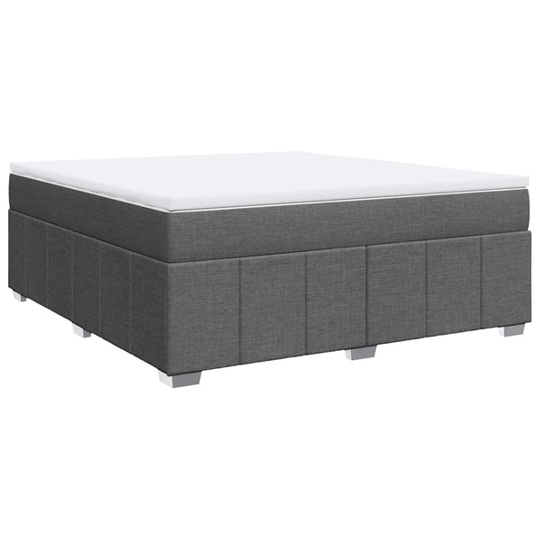 Box Spring Bed with Mattress Dark Gray California King Fabric