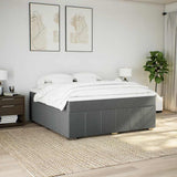 Box Spring Bed with Mattress Dark Gray California King Fabric