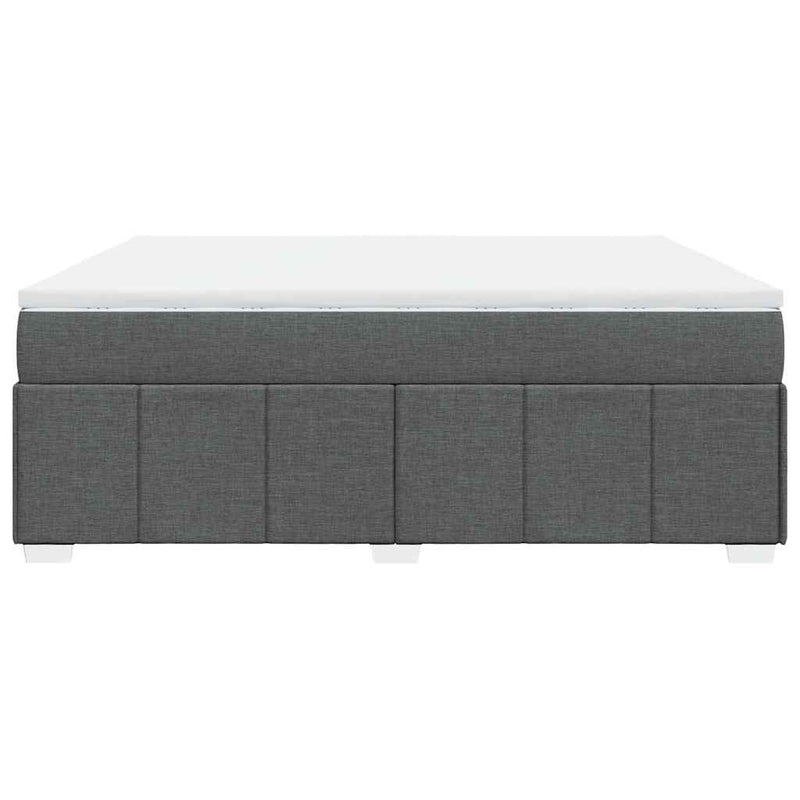 Box Spring Bed with Mattress Dark Gray California King Fabric