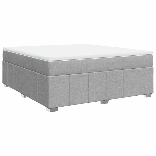 Box Spring Bed with Mattress Light Gray King Fabric