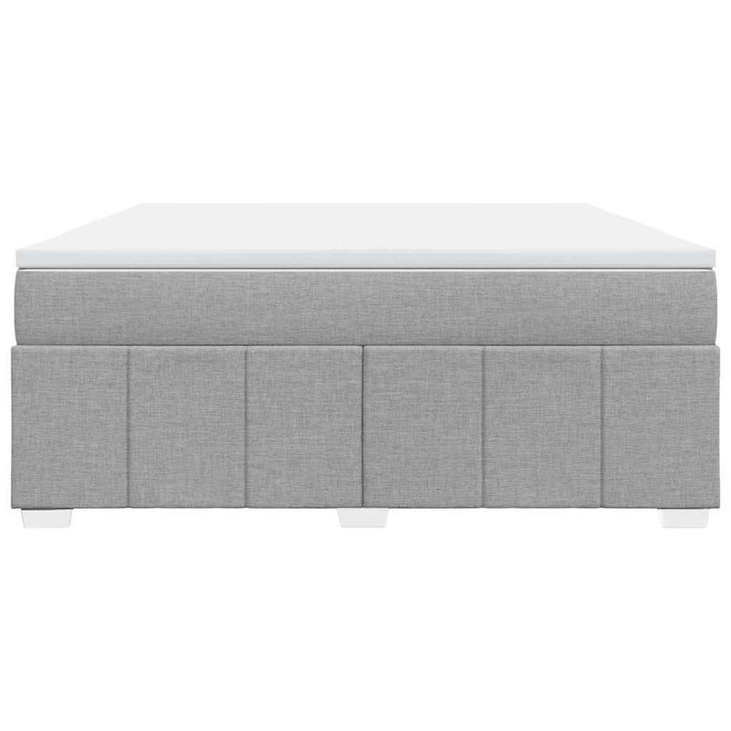 Box Spring Bed with Mattress Light Gray King Fabric