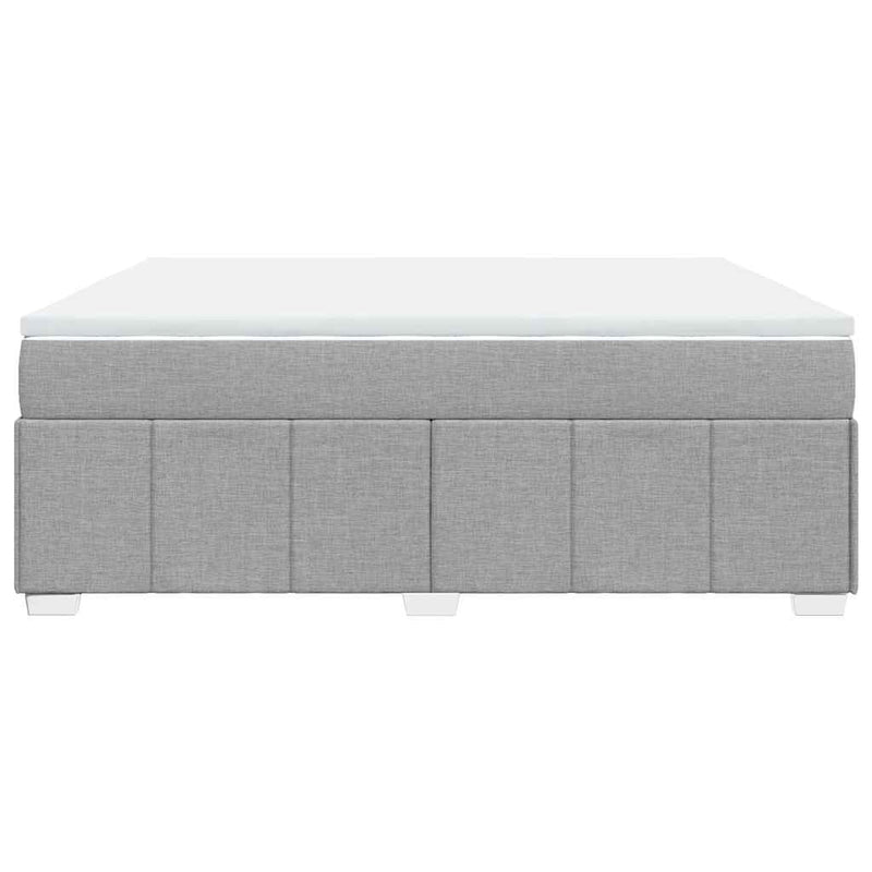 Box Spring Bed with Mattress Light Gray King Fabric