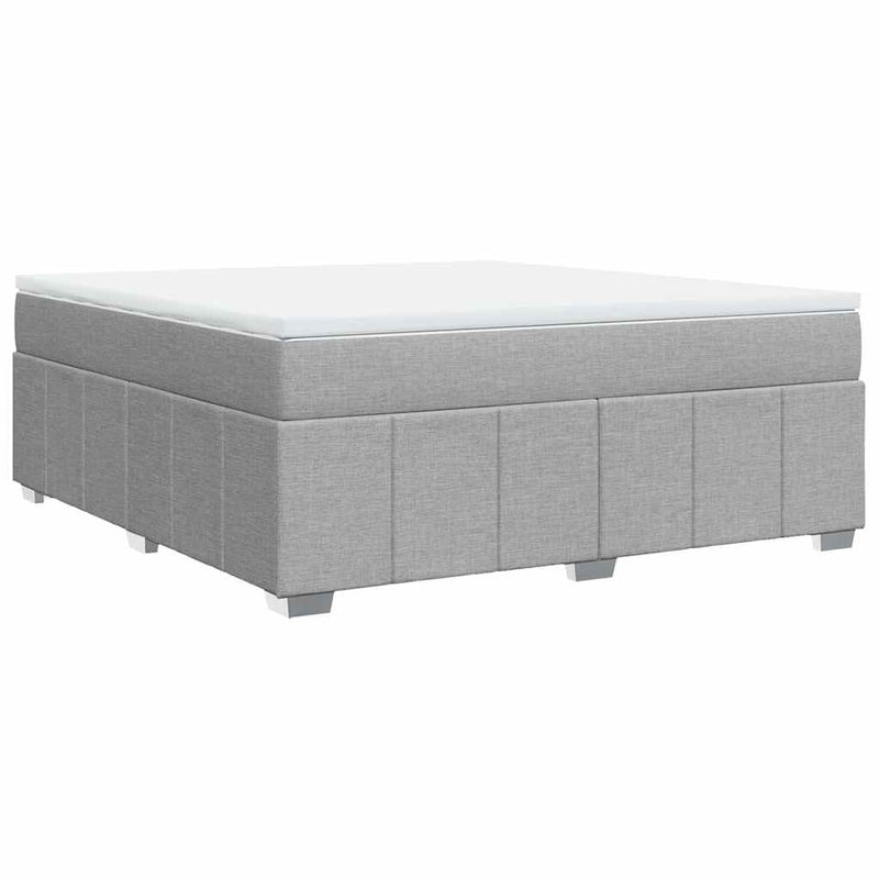 Box Spring Bed with Mattress Light Gray King Fabric