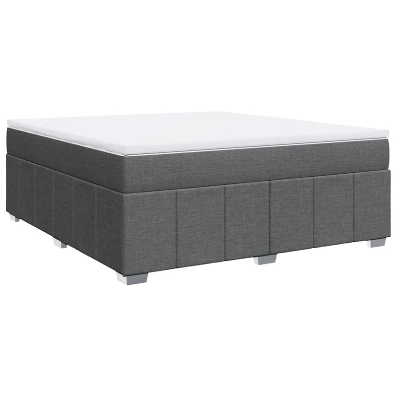 Box Spring Bed with Mattress Dark Gray King Fabric