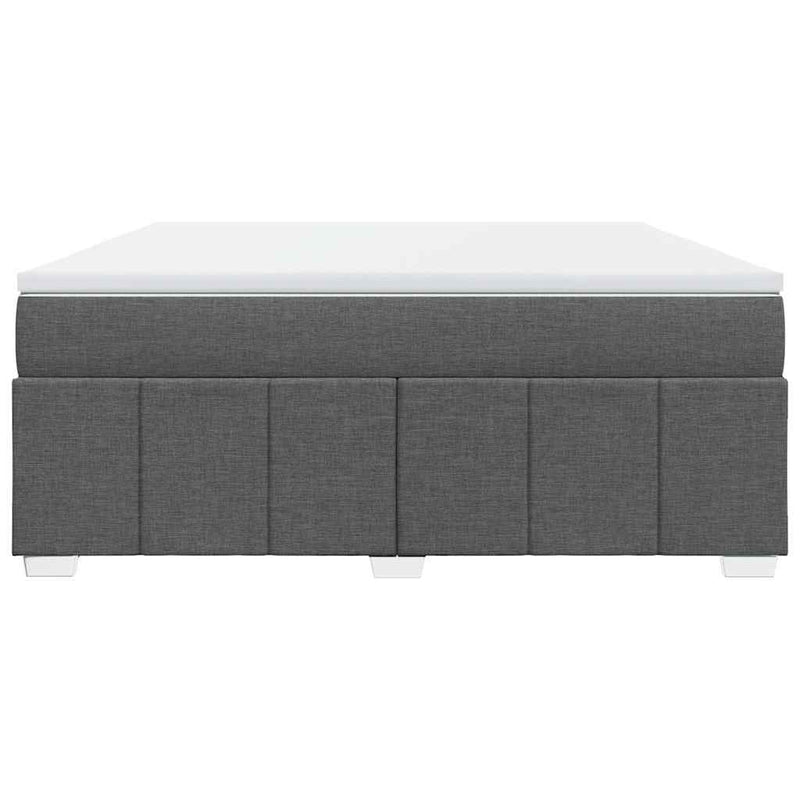 Box Spring Bed with Mattress Dark Gray King Fabric